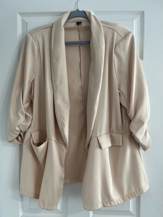 SHEIN Jackets & Blazers - SHEIN Cream Open-Front Draped Blazer